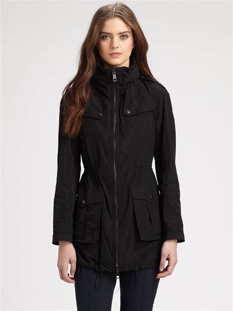 burberry black short jacket celebritites|burberry brit anorak jacket.